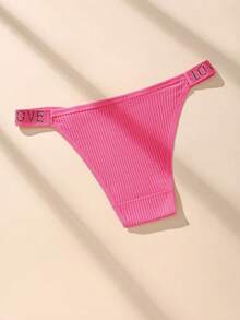 6 Stück Mehrfarbige Kristall LOVE Taillenbund Baumwoll-Slips, sexy minimalistisch bequeme Damen Unterwäsche - Verschiedenfarbig - Übersicht 5