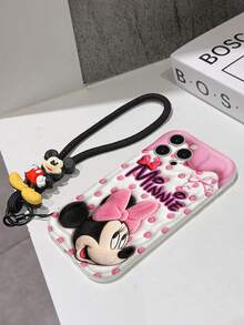 This Disney Mickey Mouse Lanyard Phone Case Is Fully Covered In TPU Material. It's Shockproof, Lightweight, And Compatible With IPhone17/16/11/13/15/15 Plus/15 Pro/15 Pro Max/12/14 Pro Max/11 Pro Max/12 Pro/12 Pro Max/13. This Phone Case Makes A Popular Birthday Gift Or Business Gift; It's Durable, Stain- And Fingerprint Resistant, And Suitable For Both Men And Women. The Set Also Includes A Mickey Mouse Phone Case And A Mickey Mouse Plush Bracelet. It's A Perfect Gift For Friends And Family. This Stylish Phone Case Is Fun, Lightweight, And Durable. IPhone17 Pro Max Phone Case, Minnie Mouse Phone Case. - 白色 - 查看 6