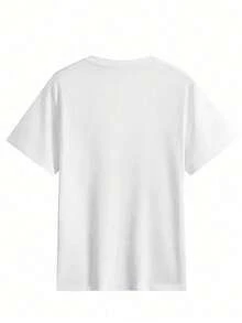 国内発送。2026年春夏新作：200g 220%コットン レディース 半袖Tシャツ、ユニセックス ゆったり クルーネック、韓国風カジュアルトップス。 - ホワイト - チェックする 2