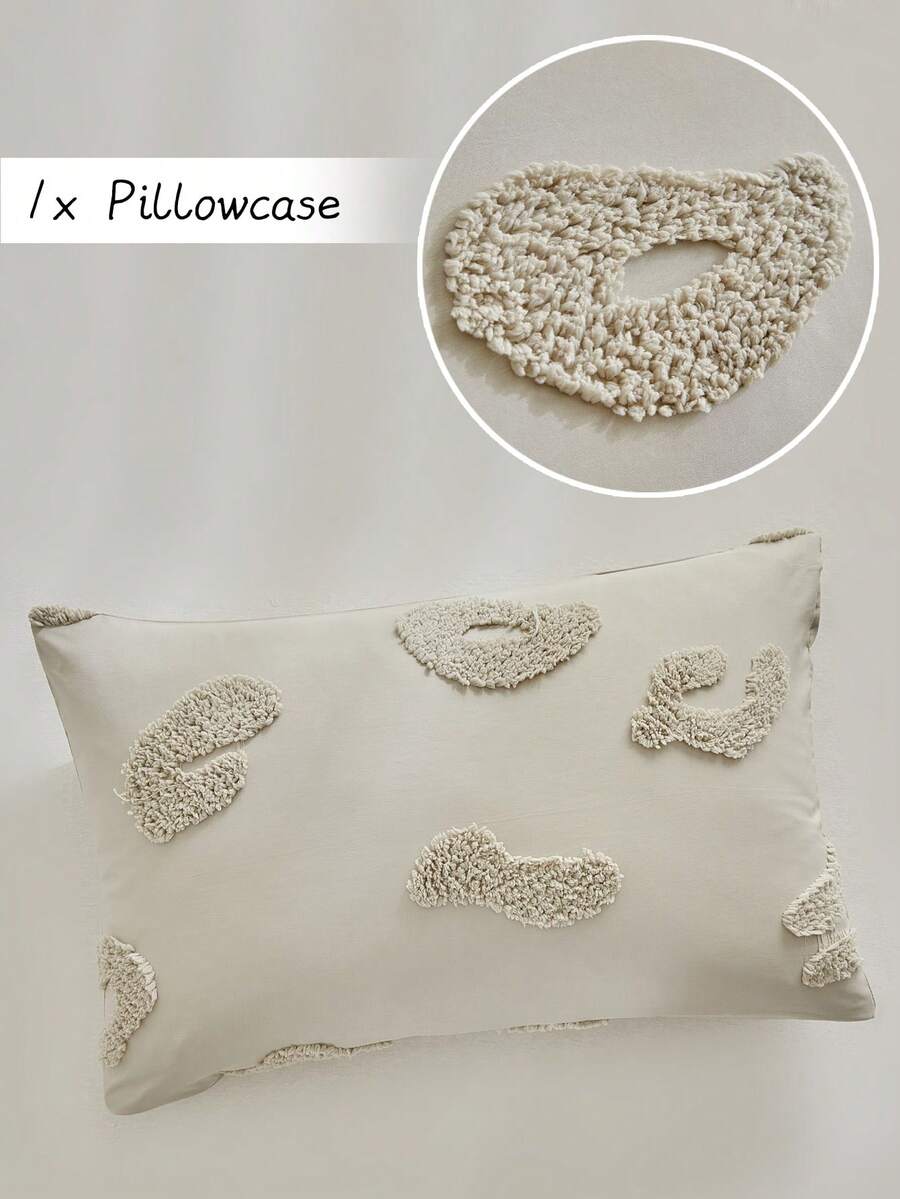 1pc Bohemian Style Khaki Leopard Print Tufted Polyester Pillowcase, Minimalist Farmhouse Decor Throw Pillow Cover, Suitable For All Seasons, Soft & Breathable, Machine Washable, Home Decor, Pillow Insert Not Included - Khaki - View 1