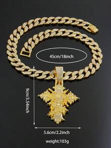 1pc Fully Rhinestoned Woven Cross Pendant, Designed For Men, Hip Hop Style Accessory, Street Fashion - Cross Pendant Necklace - View 11