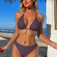 Sexy Bikini For Women 2026, Polka Dot Print With Adjustable Drawstring Design – Beach Swimsuit - FF1319-PU - 查看 3