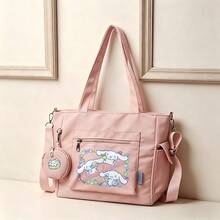 Miniso Sanrio Cinnamoroll Fruit Party Print Pink Casual Multi-Functional Large Capacity Tote Bag 2 Pieces Set With Detachable Coin Purse, Multi-Way Carry, Ideal For Work, Travel, Shopping And Everyday Use - Pink - View 2