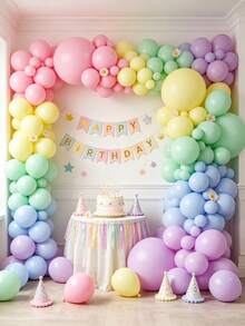 117er Set Pastell-Regenbogen-Ballonbogen-Girlande, Macaron-farbene Ballons in Blau, Lila, Grün und Gelb, DIY-Bogen-Girlanden-Set für Geburtstags-, Babyparty-, Hochzeits-, Gender-Reveal- und Jahrestags-Dekorationen - Übersicht 9