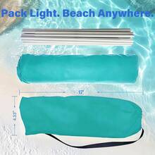 Green-Tinted Solid-Color Silent Top Beach Umbrella, Original Wind-Powered Beach Umbrella, Providing 150 Square Feet Of Shade Area, Accommodating Up To 8 People, Can Be Set Up In 2 Minutes, Comes With Wind Assistance Function. - màu xanh lá - Xem 3