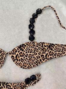 Nuevo Bikini de Estampado de Leopardo Sexy para Primavera/Verano, Estilo Europeo y Americano para Playa, Vacaciones, Citas, Fiestas - Multicolor - Ver 3