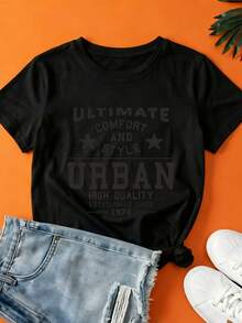Women's 100% Cotton T-Shirt - Work Harder, Be Stronger - Suitable For The Office, Casual Daily Wear And Team-Building Activities - Breathable And Sweat-Wicking - Excellent Gift For Family And Business - Essential For Labor Day And Other Special Occasions. - 黑色 - 查看 1