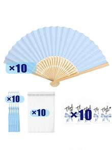 20個/5套 藍色系列婚禮糖果扇組，女士手持摺疊流蘇扇，禮品袋，DIY裝飾女士禮物，婚禮派對裝飾。適用於新娘派對、回禮、婚禮招待會禮物、生日派對禮物 - 多色 - 查看 8