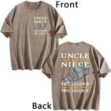 Uncle And Niece Matching The Legend The Legacy T-Shirt,Double-Sided Printed Unisex T-Shirt, Vintage Streetwear Heavyweight Cotton Tee, Anime Manga Casual Daily Top, Ideal Gift For Anime Enthusiasts - 咖啡 - 查看 4