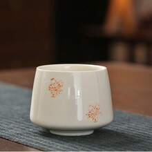 200毫升/7盎司陶瓷杯，饰有可爱的樱花图案，有粉色、绿色和米色可选，适用于公寓、咖啡馆、咖啡店、咖啡吧等场所，可用作陶瓷水杯、冰咖啡杯，可爱小物，伴娘礼物，女士礼物，厨房用品，男士礼物，不带盖隔夜燕麦罐，咖啡杯，新娘礼物，乔迁礼物，伴娘礼物，浓缩咖啡杯 - 彩色 - 查看 3