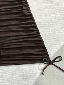 Swim Vcay Vestido de baño texturizado sin aros, negro sólido, para mujer, ideal para vacaciones de primavera, fiestas casuales de verano y playas - Marrón - Ver 5