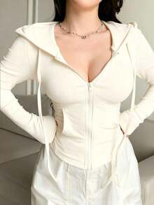 Sudadera con cremallera para el Día de San Valentín, camiseta ajustada para mujer - Blanco - Ver 6