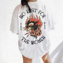 % Algodón Camiseta No Rest Women Rad Tee Camiseta de Feminismo Estilo Tatuaje Vintage Camiseta Girl Power Camiseta de Activista por los Derechos de la Mujer - Unisex para Mujeres y Hombres, Ropa Diaria para el Campus - Blanco - Ver 1