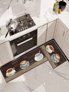 1/2 Pieces Brown Kitchen Carpet, Kitchen Floor Mat, Non-Slip Absorbent Washable Corridor Carpet, Farmhouse Style Kitchen Bar Mat. - Multicolor - View 8