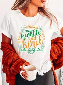 Camiseta casual de manga corta para mujer, ideal para verano y primavera, con diseño sencillo de cuello redondo, elegante y cómoda para el uso diario. - Blanco - Ver 1