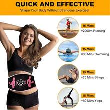 AXH Cinturón estimulador de ABS recargable por USB - Entrenador de tonificación muscular, Ejercitador de músculos abdominales unisex, Dispositivo de masaje abdominal - Negro - Negro - Ver 9