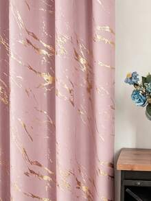 1/2 rèm cửa chống nắng in họa tiết vàng/rèm cửa in họa tiết vân đá cẩm thạch vàng, thiết kế túi luồn thanh treo rèm, lớp lót chống nắng, bảo vệ sự riêng tư, rèm cửa nhẹ, cản sáng 100% cho phòng khách, phòng ngủ, phòng học. - Hồng - Xem 7