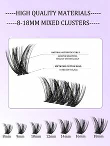 Bộ nối mi giả dạng chùm, 1680 sợi, 560 sợi, kiểu D-Curl Flared, phù hợp cho người mới bắt đầu, mi giả dày và đầy đặn tự làm, độ dày 8-18mm, 30D 40D 60D 80D, bao gồm keo dán mi, chất làm kín, nhíp, dùng để tự làm tại nhà hoặc tháo gỡ, bộ dụng cụ cá nhân nối mi, mi giả, chùm mi giả - màu đen - Xem 8