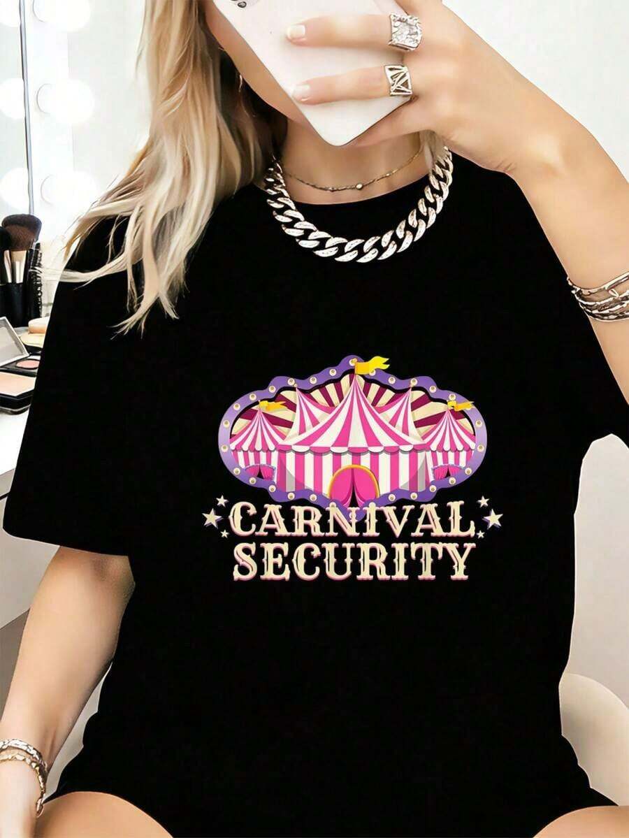 Soft Camiseta de de Carnaval - Camiseta de Carnaval - Camiseta de de Carnaval - Camisetas Gráficas Casuales de Moda para Mujeres - Camisetas de Uso Diario, blusas elegantes dama - Negro - Ver 1