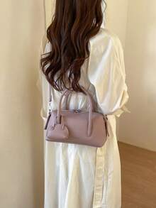 Women's Pillow Handbag, Fashionable Minimalist Elegant Large Capacity Shoulder Bag, Pink - Pink - View 6