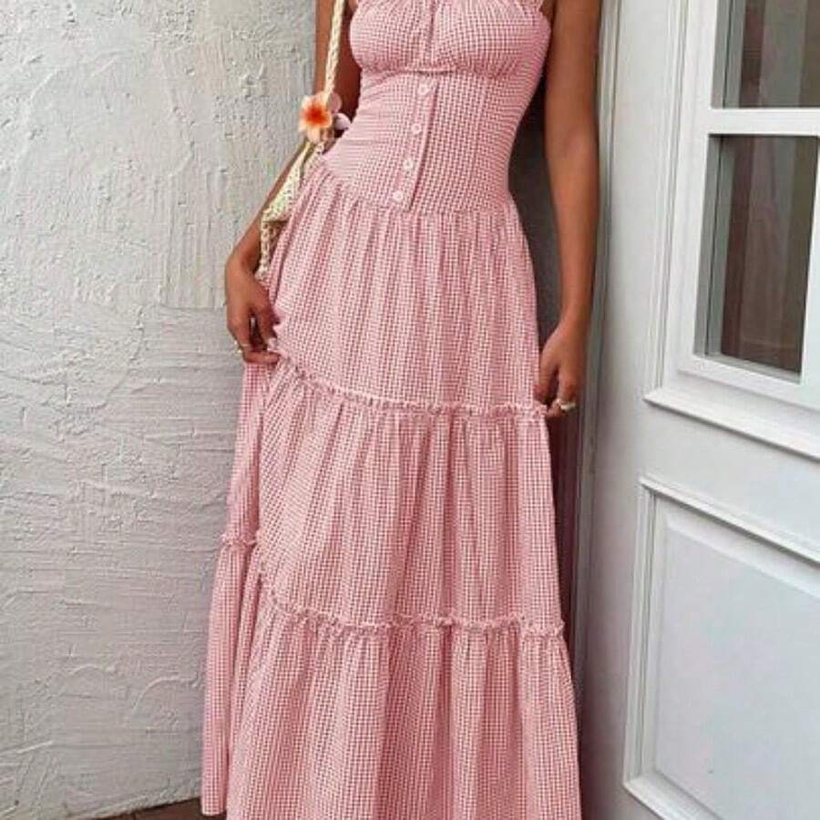 Flowy Dress, Elegant Lady-Like Style - Rosa - Ver 1
