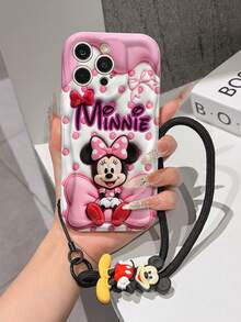 This Disney Mickey Mouse Lanyard Phone Case Is Fully Covered In TPU Material. It's Shockproof, Lightweight, And Compatible With IPhone17/16/11/13/15/15 Plus/15 Pro/15 Pro Max/12/14 Pro Max/11 Pro Max/12 Pro/12 Pro Max/13. This Phone Case Makes A Popular Birthday Gift Or Business Gift; It's Durable, Stain- And Fingerprint Resistant, And Suitable For Both Men And Women. The Set Also Includes A Mickey Mouse Phone Case And A Mickey Mouse Plush Bracelet. It's A Perfect Gift For Friends And Family. This Stylish Phone Case Is Fun, Lightweight, And Durable. IPhone17 Pro Max Phone Case, Minnie Mouse Phone Case. - 白色 - 查看 2