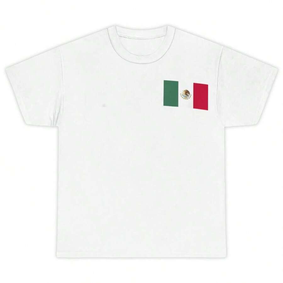 New 2026 Custom Football Merchandise, 180g Pure Cotton Crew Neck T-Shirt With Football Elements Print, Unisex Summer Basic Style, A Must-Have For Fans Of The Mexican Champion, Unisex. - 白色 - 查看 1