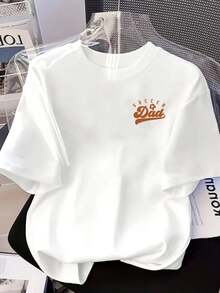 New 180g Short-Sleeved T-Shirt, 1% Cotton, With Front And Back Prints - Dad, Socr Dad - Fashionable Printed T-Shirt For Women, Short-Sleeved, Suitable For All Seasons, Modern Clothing - Can Be Worn As A Base Layer In Spring And Autumn Or Alone In Summer, Unisex. - 白色 - 查看 3