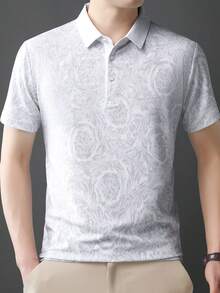 Pro Man Wardrobe 花瓣印花男士短袖 Polo 衫，休闲户外服饰 - 白色 - 查看 4