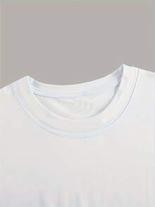 Camiseta con estampado de cara sonriente y guiño, manga corta, cuello redondo, top casual para verano y primavera, ropa de mujerTee - Blanco - Ver 2