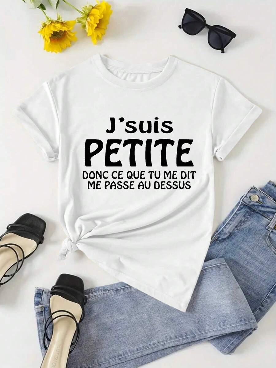 Women's Short-Sleeved T-Shirt, Fun And Fashionable French Humor Style - 白色 - 查看 1