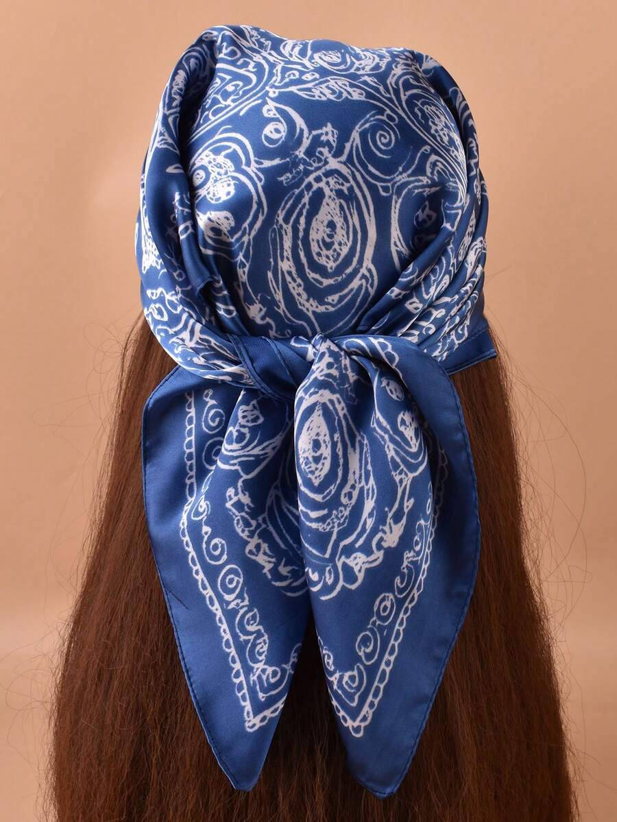 1pc Paisley Pattern Bohemian Polyester 70CM Square Scarf, Versatile Fashion Accessory For Hair, Bag, And Belt, Suitable For All Seasons - Multicolor - View 1