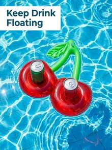 1/5pcs Vibrant Fun Inflatable Cherry Cup Holder, Dual Slot Floating Drink Coaster, Reinforced Heavy Duty PVC, High Buoyancy Anti-Spill Drink Float, Beautiful Party Decoration, Suitable For Soda, Beer Drinks, Suitable For Pool, Hot Tub, SPA, Lake, Cruise, Beach Vacation, Summer Water Sports Accessories, Suitable For Men And Women Adults - Multiple Styles - View 5
