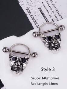 1 Bộ (2 chiếc) Khuyên núm vú bằng thép titan thân thiện với da, không gây dị ứng, có các họa tiết đầu lâu, mạng nhện, thần Cupid, rắn, kẹo gậy Giáng sinh, hoa hồng đỏ hình trái tim, trái tim đính đá Zirconia, mặt cười, trang sức xỏ khuyên cơ thể - Vòng núm vú hình trái tim - Xem 18