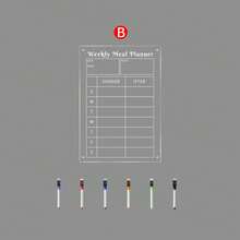 Transparent Acrylic Refrigerator Magnetic Weekly Planner Board, Erasable Schedule / Menu / Memo 3-In-1 Planning Chart With Multicolor Pens, Back To School - Multicolor - View 14