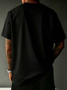 Simple And Versatile Design, Men's T-Shirt, Atlanta World Cup Pattern Print, Comfortable And Breathable Summer Sports T-Shirt, Fitness Sports T-Shirt, Cotton T-Shirt. - 黑色 - 查看 2