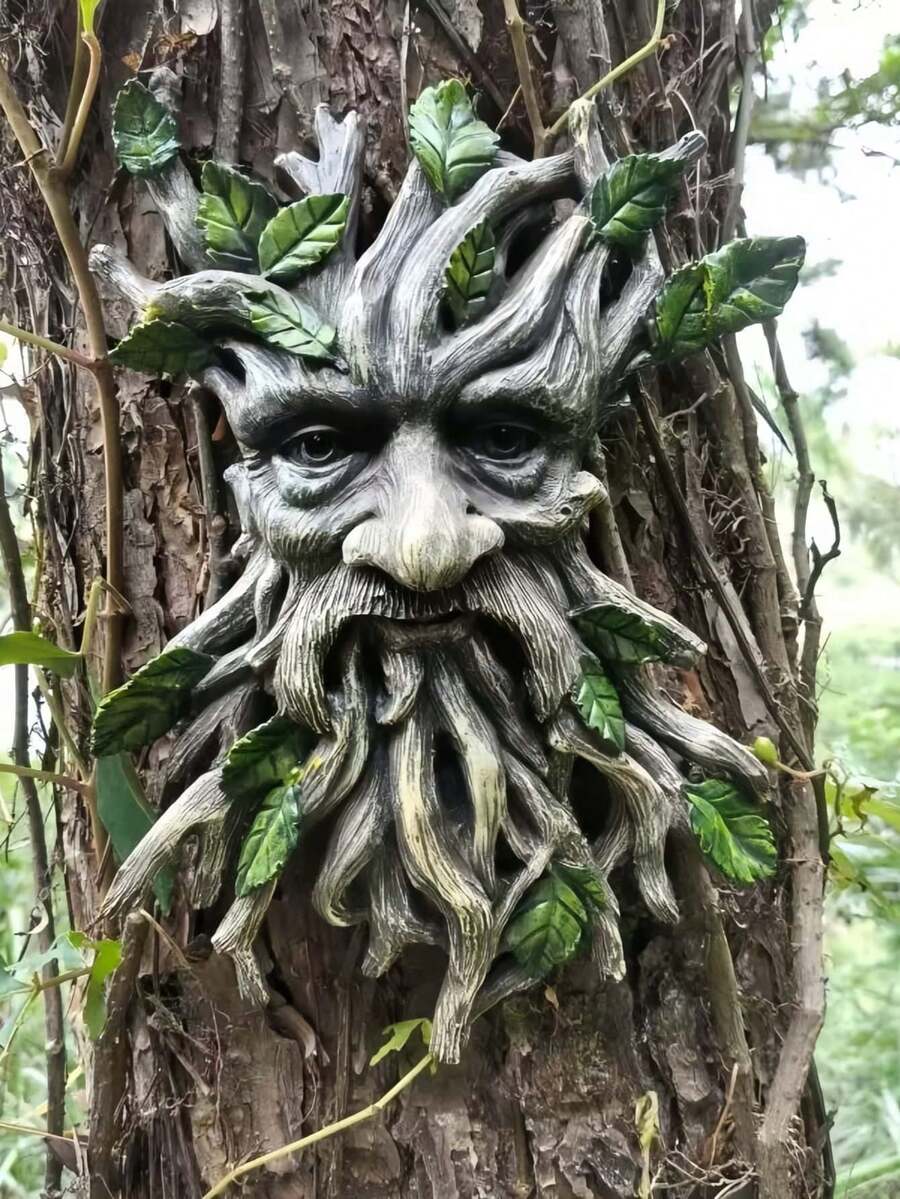 Tree Faces Decor Outdoor, Whimsical Old Man Resin Statue With Foliage Features, Home And Garden Decor, Outdoor Decoration, Gift For Gardening Enthusiasts - Multiple Styles - View 1