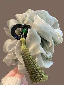 Presilha de cabelo vintage em formato de nuvem com borla verde em formato de tubarão, estilo antigo e elegante, feita em plástico ABS, adequada para todas as estações. - Multicolorido - Ver 5