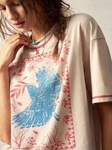 Y2K Style, Fashionable Style, 2026 Newest, Cute Style, Casual Style. Women's Casual Crew Neck Loose Fit Short Sleeve Solid Color Knit T-Shirt 180g (S-XXXL) - 杏 - 查看 2