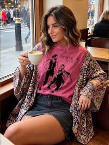 Women's Casual Bohe Graphic Print Paisley Round Neck Batwing Sleeve Top For Women - 彩色 - 查看 3
