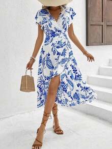 Holidaya Women's Floral Print Wrap Midi Dress - 白色 - 查看 5