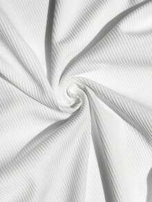 Camiseta básica minimalista y casual, camiseta blanca de mujer de manga corta, cuello redondo, ajuste ceñido, de canalé y elástica para el verano - Blanco 2 - Ver 9