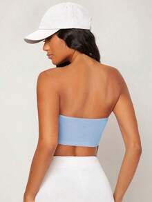 BASICS Top corto tubo sólido - Azul - Ver 2