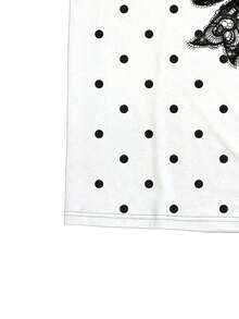 Camiseta de moda de manga corta con cuello redondo, estampado floral minimalista y casual, talla grande - Multicolor 4 - Ver 3