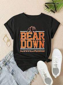 Premium Unisex Casual T-Shirts With Chicago Bear Print, Modern Casual T-Shirt For Women, Suitable For All Seasons
Unisex Black Cotton T-Shirt, Loose Fit, Comfortable, Urban Vintage Style. - 黑色 - 查看 2