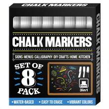 White/Colored Water-Based Dust-Free Liquid Chalk, Suitable For Advertising And Graffiti, Blackboard Chalk Set, 5 Different Tip Sizes, Multiple Uses, Multi-Color System For Different Applications, Suitable For Coffee Shop Writing Decoration, Christmas Glass Graffiti, School Blackboard Teaching - Sets - View 6