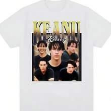 Camisetas con estampado Vintage de los años 90 de Keanu Reeves, camiseta de moda Hip Hop para hombres y mujeres, camiseta de manga corta de gran tamaño de alta calidad, ropa de calle - Blanco - Ver 1