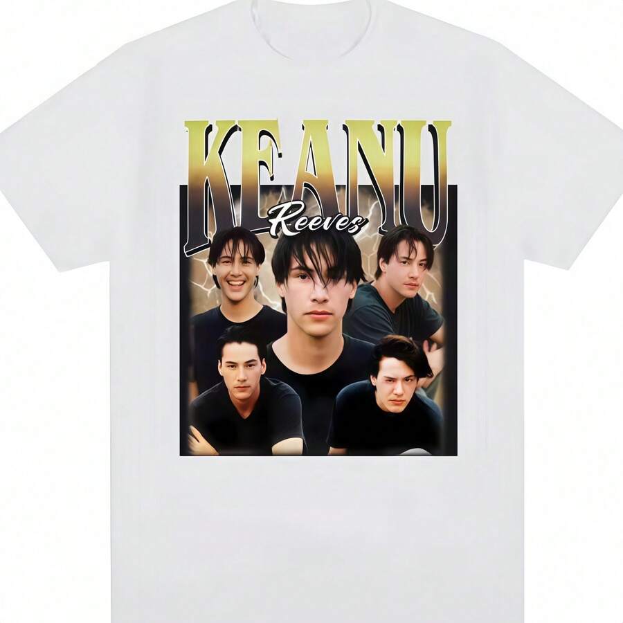 Camisetas con estampado Vintage de los años 90 de Keanu Reeves, camiseta de moda Hip Hop para hombres y mujeres, camiseta de manga corta de gran tamaño de alta calidad, ropa de calle - Blanco - Ver 1