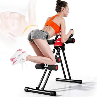 SAFONUS Máquina Abdominal Plegable para Casa, Aparato de Abdominales y Core, Equipo de Ejercicio para Gimnasio en Casa con Respaldo Ergonómico Acolchado y Soporte Lumbar Ajustable, Negro