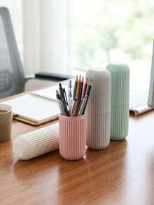 2026 New 360 Degree Rotating Pen Holder - Fashionable White Plastic Desktop Organizer, Suitable For Painting Brushes, Pens And Cosmetic Tools, Space-Saving Desktop Storage, Smooth Surface - Multicolor - View 9